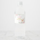 ピンクフローラ可愛い鹿誕生日水瓶ラベル ペットボトルラベル (正面)