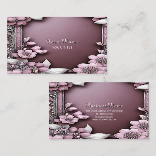 ピンクフローラ名刺 名刺 (正面/裏面)