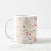ピンクフローラ名前をカスタムするコーヒーマグ コーヒーマグカップ (左)