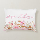 ピンクフローラ名前をカスタムする アクセントクッション (裏面)
