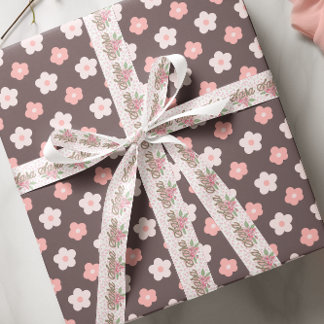 ピンクフローラ名前をカスタムする サテンリボン