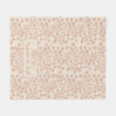 ピンクフローラ名誕生日付ベビー フリースブランケット (正面(横))