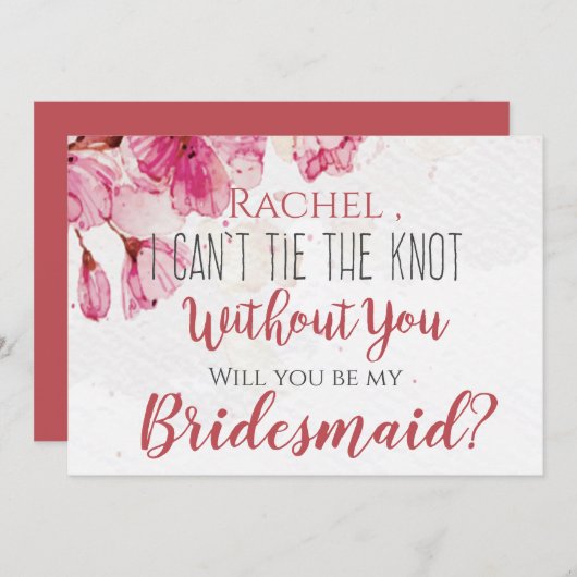 ピンクフローラ君なしでは結べない 招待状 (正面/裏面)