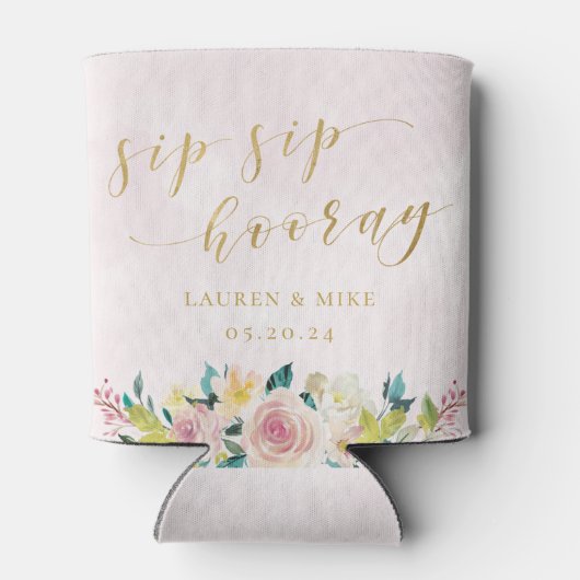 ピンクフローラ園区ホレーブライダルシャワー結婚ズ 缶クーラー (裏面)