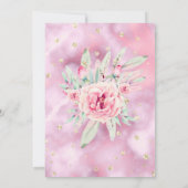 ピンクフローラ大理石グリッター金ゴールド誕生日パーティー 招待状 (裏面)