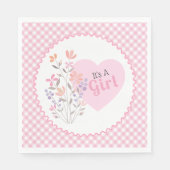 ピンクフローラ女の子の赤ちゃんシャワー スタンダードランチョンナプキン (正面)