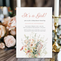 ピンクフローラ女の子の赤ちゃんシャワー