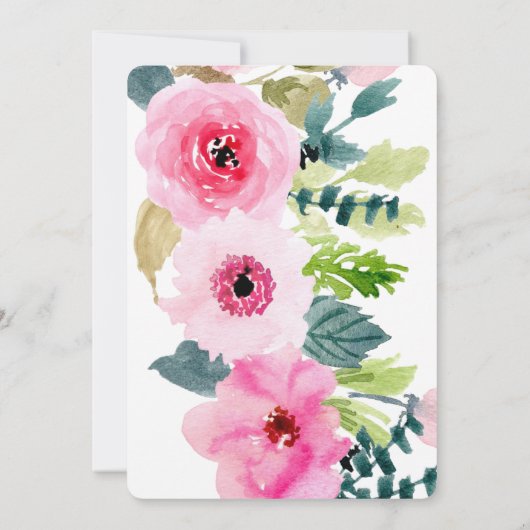 ピンクフローラ女の子ベビーシャワー招待状 招待状 (裏面)