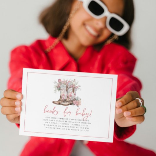 ピンクフローラ女性のカーボーイブーツ緑の本ベビー 招待状