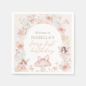 ピンクフローラ妖精誕生日 スタンダードカクテルナプキン (正面)