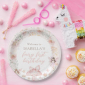 ピンクフローラ妖精誕生日 ペーパープレート (パーティー)