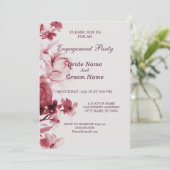 ピンクフローラ婚約パーティ招待状カード 招待状 (スタンド正面)
