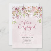 ピンクフローラ婚約パーティ招待状 招待状 (正面)