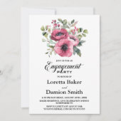 ピンクフローラ婚約パーティ 招待状 (正面)