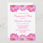 ピンクフローラ婚約パーティ 招待状 (正面/裏面)
