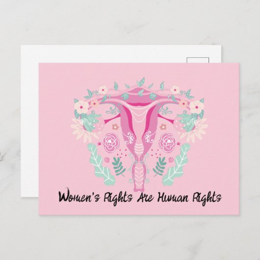 ピンクフローラ子宮の女性の権利は人権 ポストカード (正面/裏面)
