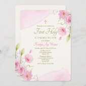 ピンクフローラ宗教招待状 招待状 (正面/裏面)