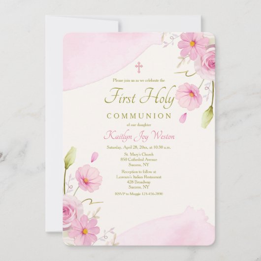 ピンクフローラ宗教招待状 招待状 (正面)