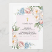 ピンクフローラ宗教葬儀サンキューカード 招待状 (正面/裏面)