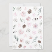 ピンクフローラ小さなスノーフレーク赤ちゃんシャワー 招待状 (裏面)