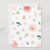 ピンクフローラ小さなスノーフレーク赤ちゃんシャワー 招待状 (裏面)