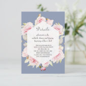 ピンクフローラ幾何学的ダスティブルー結婚ズ詳細 エンクロージャーカード (スタンド正面)