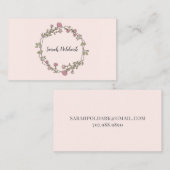 ピンクフローラ幾何学的モノグラム呼出しカード 名刺 (正面/裏面)