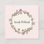 ピンクフローラ幾何学的モノグラム スクエア名刺 (正面)