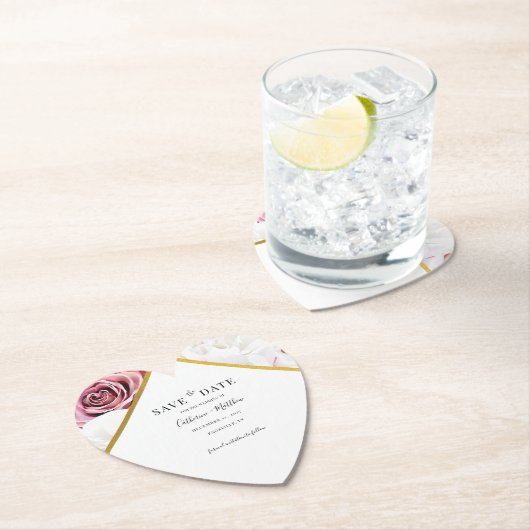 ピンクフローラ幾何学的開花保存日付 ペーパーコースター (インサイチュ)