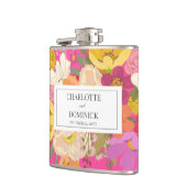 ピンクフローラ庭園の結婚式カップル名 フラスク (左)