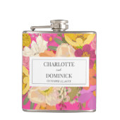 ピンクフローラ庭園の結婚式カップル名 フラスク (正面)