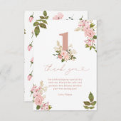 ピンクフローラ恋しく思小1歳 サンキューカード (正面/裏面)