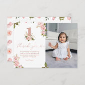 ピンクフローラ恋しく思小1歳 サンキューカード (正面/裏面)