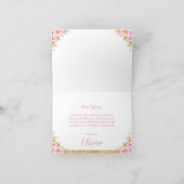 ピンクフローラ恐竜の誕生パーティーありがとう カード (内部)