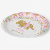 ピンクフローラ恐竜バースデーパーティートリケラトプス ペーパープレート (アングル)
