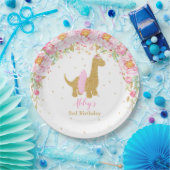 ピンクフローラ恐竜バースデーパーティーbrachiosaurus ペーパープレート (パーティー)