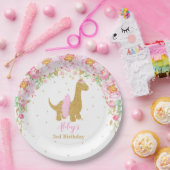 ピンクフローラ恐竜バースデーパーティーbrachiosaurus ペーパープレート (パーティー)