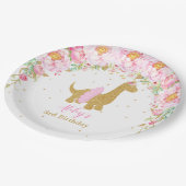 ピンクフローラ恐竜バースデーパーティーbrachiosaurus ペーパープレート (アングル)