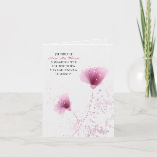 ピンクフローラ悔やみや弔慰サンキューカード カード (正面)