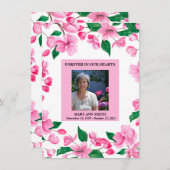 ピンクフローラ悔やみや弔慰サンキューカード 招待状 (正面/裏面)