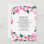 ピンクフローラ悔やみや弔慰サンキューカード 招待状 (裏面)