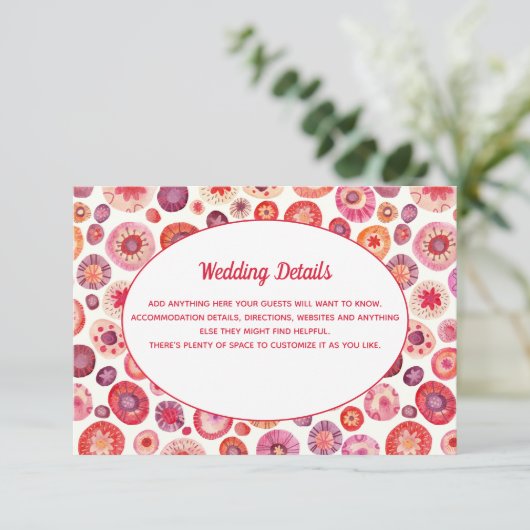 ピンクフローラ抽象芸術パター結婚ンの詳細 エンクロージャーカード (スタンド正面)