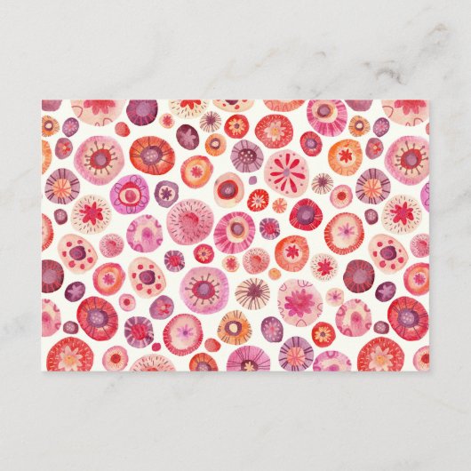 ピンクフローラ抽象芸術パター結婚ンの詳細 エンクロージャーカード (裏面)