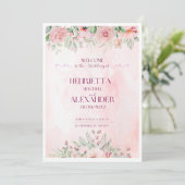 ピンクフローラ招待状テンプレート、編集可能招待状 招待状 (スタンド正面)