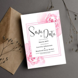 ピンクフローラ日付の保存招待状 招待状