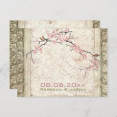 ピンクフローラ日本さくらんぼ花春の結婚式 ポストカード (正面/裏面)