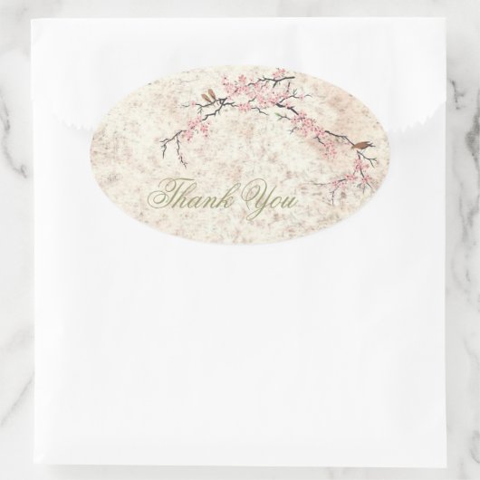 ピンクフローラ日本さくらんぼ花春の結婚式 楕円形シール (バッグ)