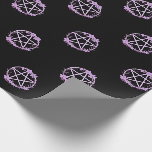 ピンクフローラ星形五角形チーキーウィッチ®ギフトラップ ラッピングペーパー (角)