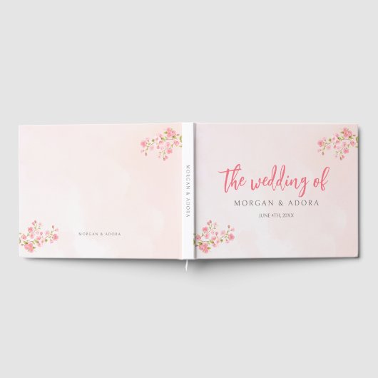 ピンクフローラ春さくらんぼ結婚ブロッサム ゲストブック (全面)