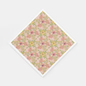 ピンクフローラ春の花かわいらし誕生日パーティー スタンダードランチョンナプキン (角)